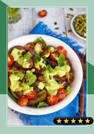 Heirloom Tomato Salad with a Creamy Avocado & Basil Dressing recipe
