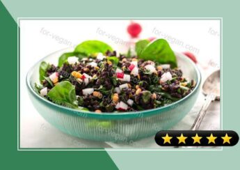 Black Rice and Lentil Salad on Spinach recipe