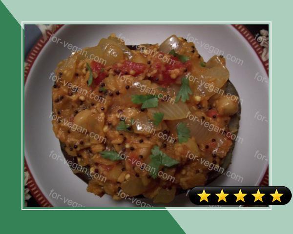 Tomato-Chickpea Curry in Eggplant Shells recipe