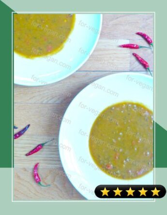 Curried Pumpkin & Spicy Green Lentil Soup recipe