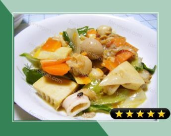 Spring Happosai (Eight Treasure Stir-Fry) with Bamboo Shoot and Spring Cabbage recipe