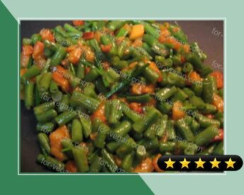 Sauteed Persimmons with Green Beans with Chives recipe