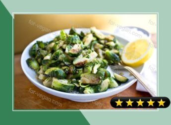 Pan-Cooked Brussels Sprouts With Green Garlic recipe