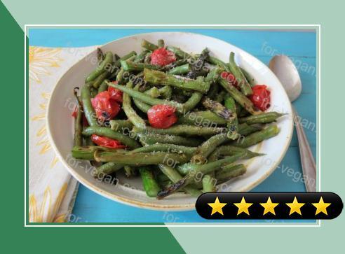 Grilled Asparagus with Roasted Green Beans and Tomatoes recipe