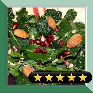 Kale Salad with Pomegranate, Sunflower Seeds and Sliced Almonds recipe