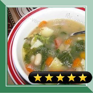 Savory Kale, Cannellini Bean, and Potato Soup recipe