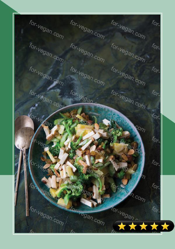 Baked Tofu Salad with Broccoli and Pineapple recipe