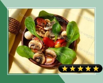 Salad of Marinated Mushrooms, Red Grape, Yellow and Red Cherry Tomatoes and Toasted Walnuts recipe