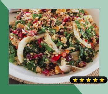 Roasted Garlic Kale & Quinoa Salad With Cranberries recipe