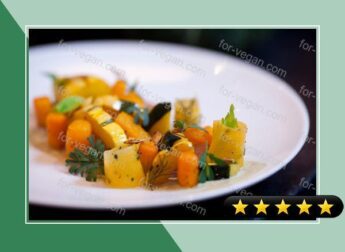Heirloom Squash Salad With Pepita Puree and Pickled Shallots recipe