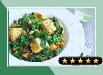 Quick Curried Chickpeas with Tofu and Kale recipe