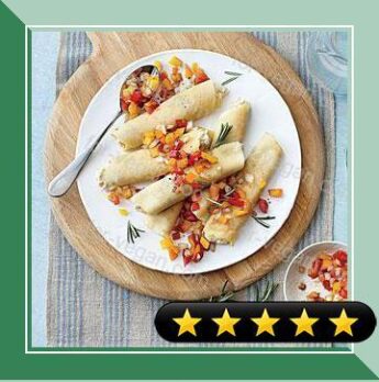 Chickpea-Rosemary Crepes with Pepper Relish recipe
