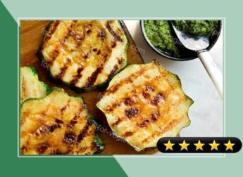 Grilled or Roasted Pattypan Steaks With Italian Salsa Verde recipe