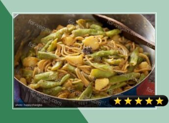 Chinese Broad Bean and Potato Stir-Fry with Noodles recipe