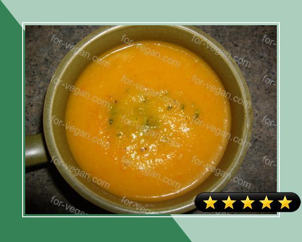 Carrot Soup With Basil Pesto Swirl recipe