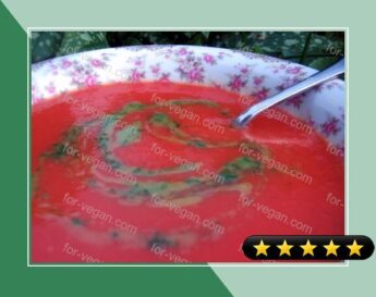 Silky Summer Tomato Soup with Spinach Coulis recipe