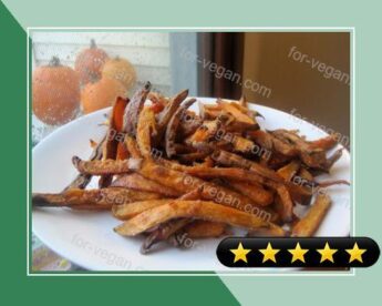 Seasoned Roasted Sweet Potato Fries with Pomegranate Dipping Sauce recipe